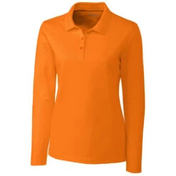 Clique Women's Hi-Vis Orange Long Sleeve Spin Pique Polo