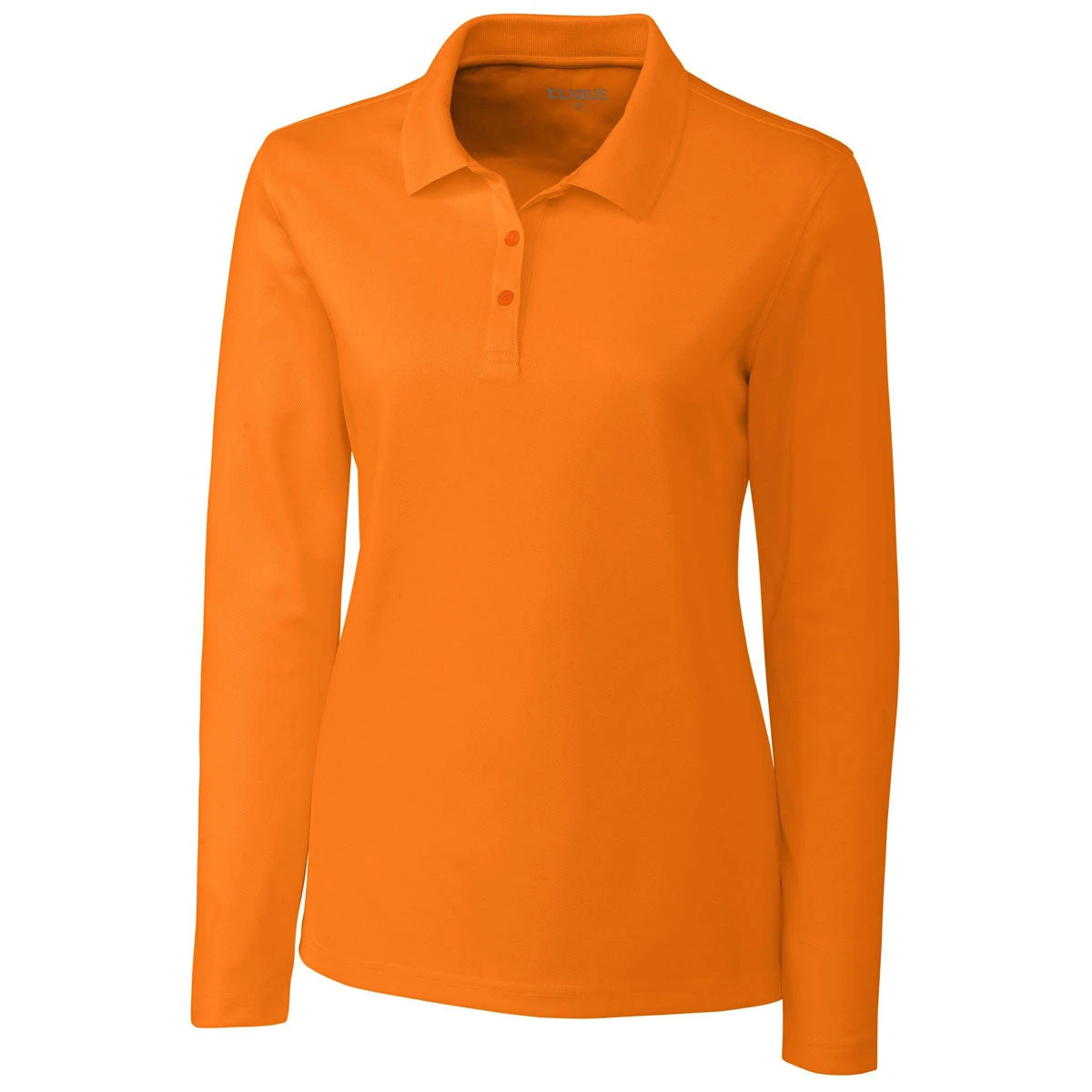 Clique Women's Hi-Vis Orange Long Sleeve Spin Pique Polo 3 Clique Women's Hi-Vis Orange Long Sleeve Spin Pique Polo