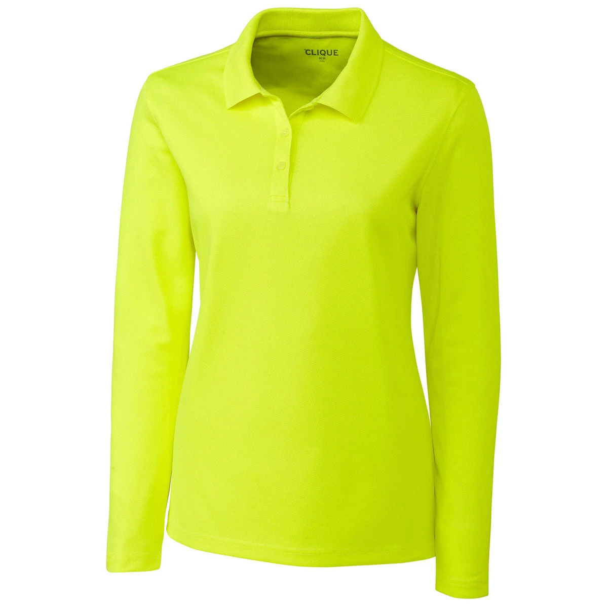 Clique Women's Hi-Vis Yellow Long Sleeve Spin Pique Polo 3 Clique Women's Hi-Vis Yellow Long Sleeve Spin Pique Polo