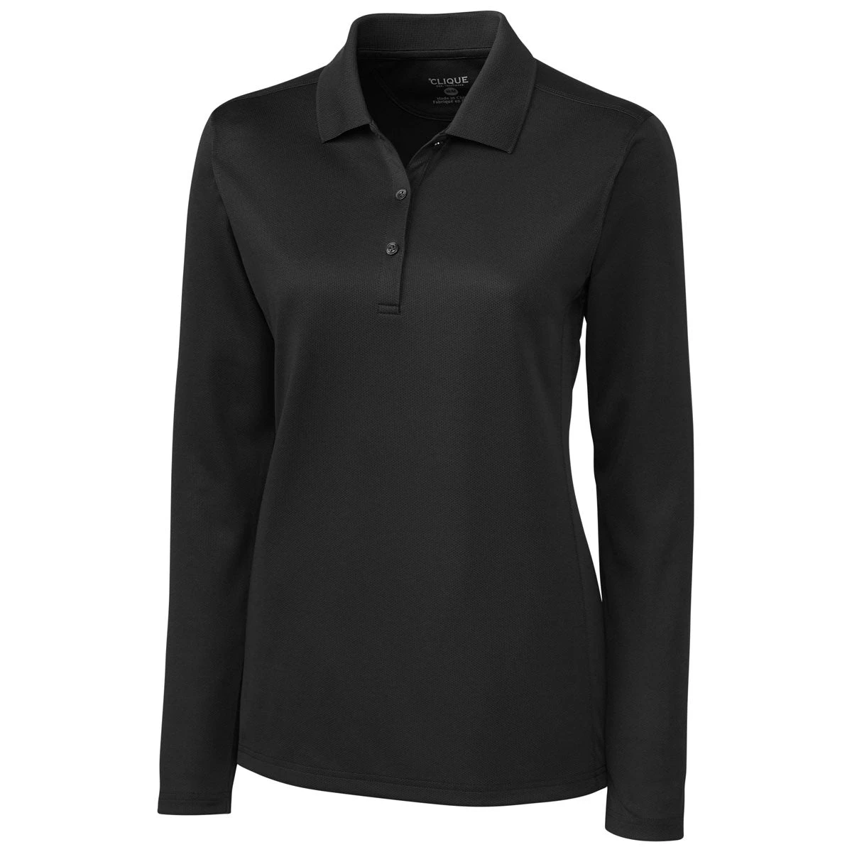 Clique Women's Black Long Sleeve Ice Pique Polo 3 Clique Women's Black Long Sleeve Ice Pique Polo