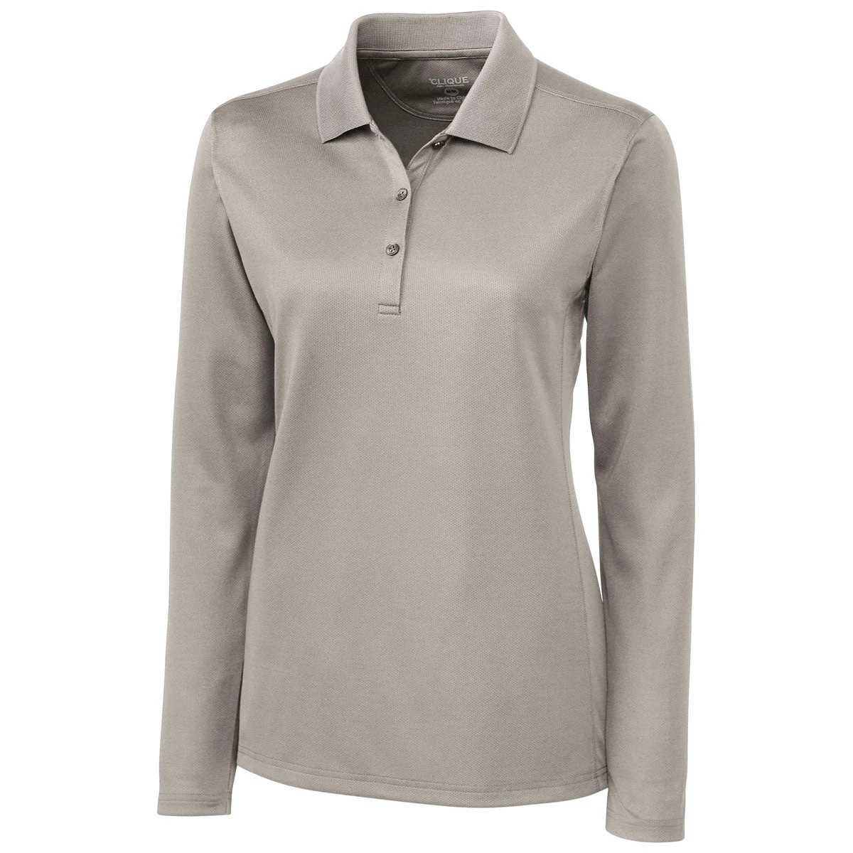 Clique Women's Silver Long Sleeve Ice Pique Polo 3 Clique Women's Silver Long Sleeve Ice Pique Polo