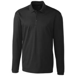 Clique Men's Black Long Sleeve Spin Pique Polo