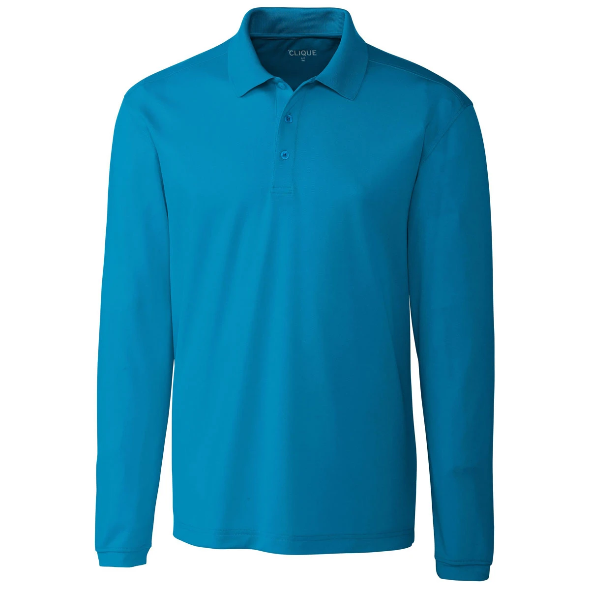Clique Men's Ocean Blue Long Sleeve Spin Pique Polo 3 Clique Men's Ocean Blue Long Sleeve Spin Pique Polo