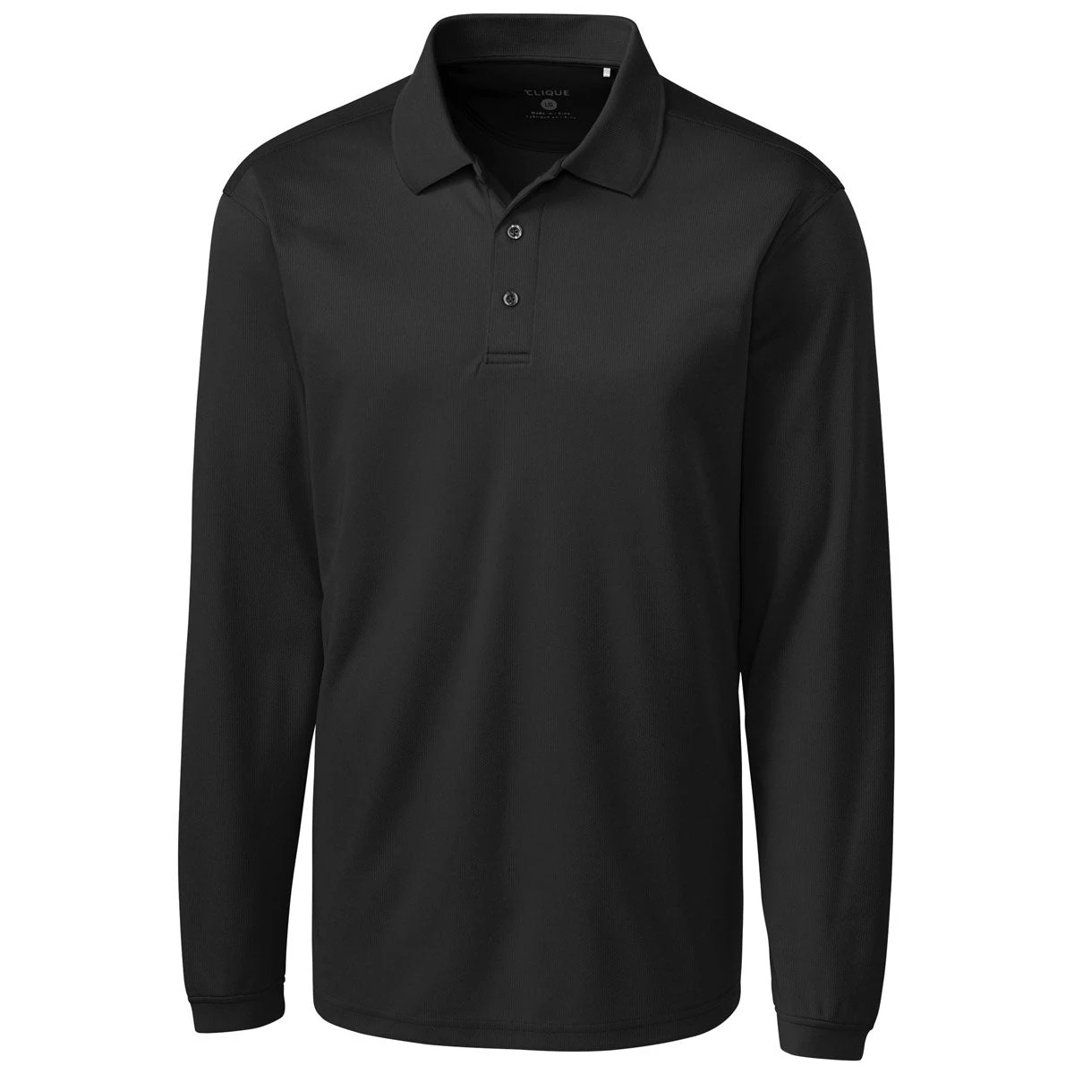Clique Men's Black Long Sleeve Ice Pique Polo 3 Clique Men's Black Long Sleeve Ice Pique Polo