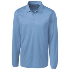 Clique Men's Light Blue Long Sleeve Ice Pique Polo