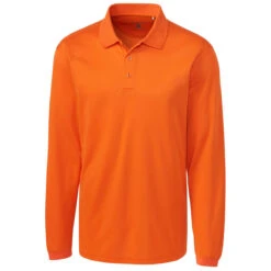 Clique Men's Orange Long Sleeve Ice Pique Polo